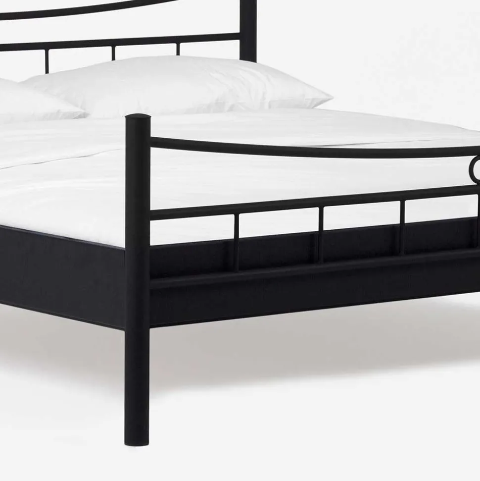 Doppelbett Carlovac aus schwarzem Metall (dreiteilig)