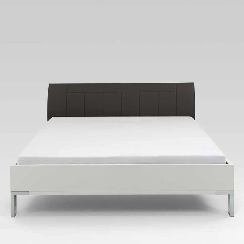 Doppelbett Elburg mit Polsterkopfteil in Grau Braun