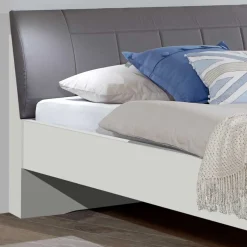 Doppelbett Elburg mit Polsterkopfteil in Grau Braun