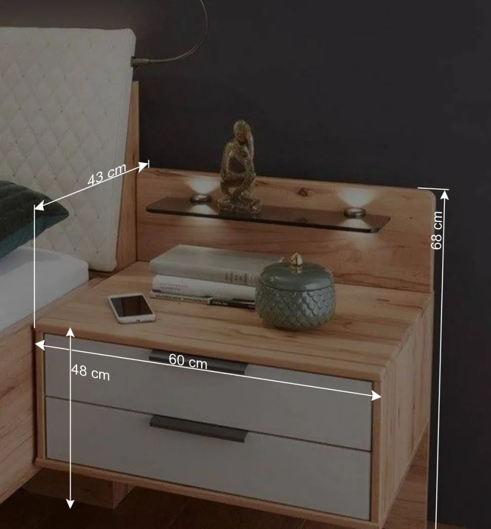 Doppelbett Kombi mit Nachtkommoden - Krofun (dreiteilig)