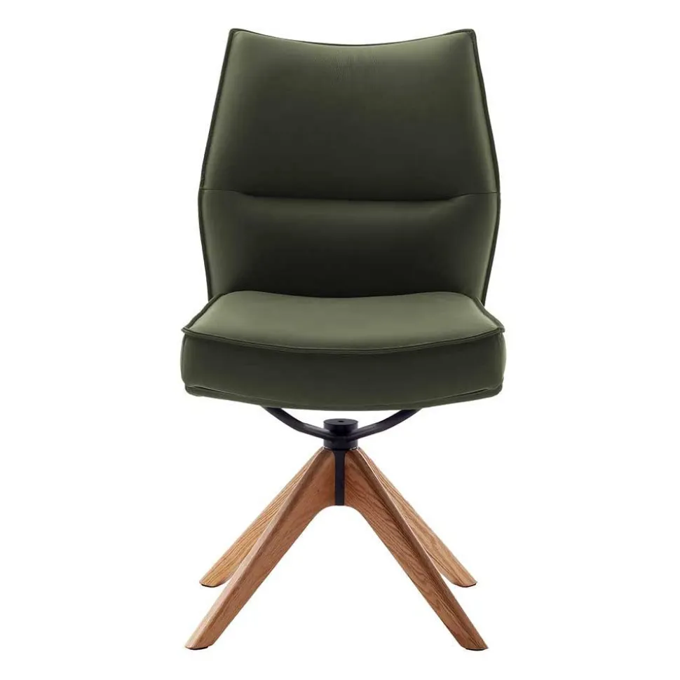 Drehbare Lederstühle in Oliv Grün - Diziana (2er Set)