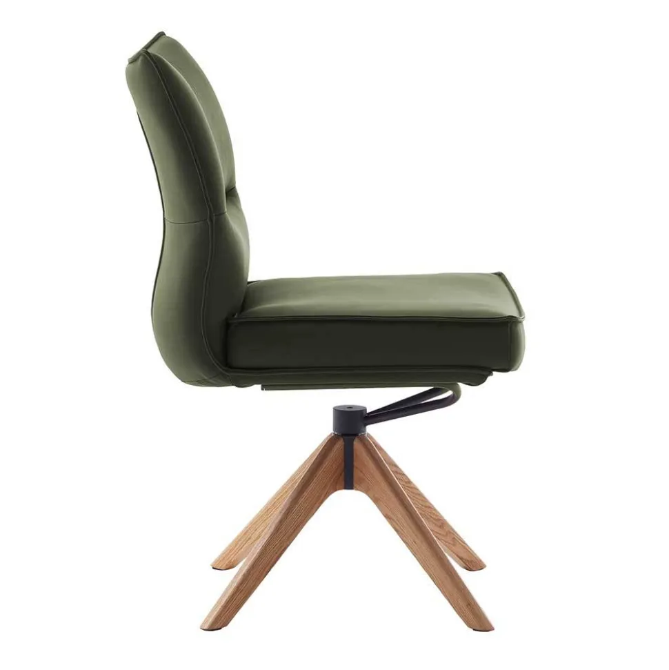 Drehbare Lederstühle in Oliv Grün - Diziana (2er Set)