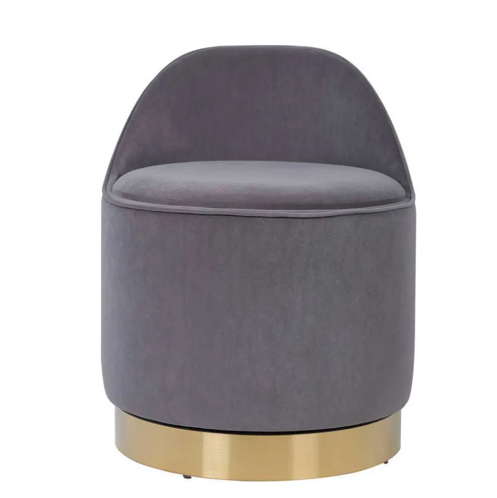 Drehbarer Polsterhocker in Grau und Gold - Riety