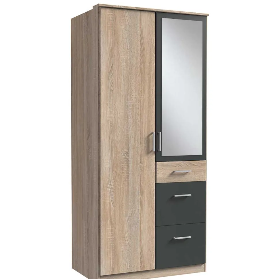 Drehtürenschrank in Eiche Sägerau Optik - Danah