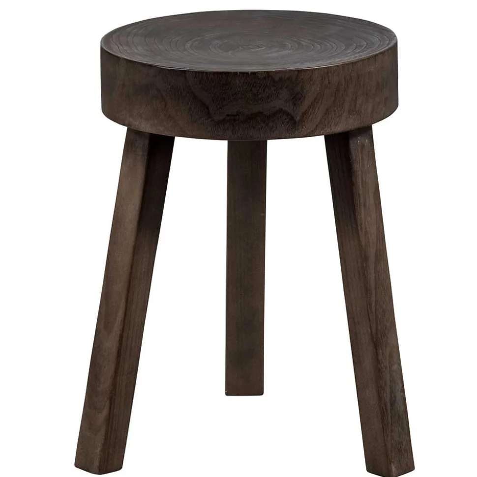 Dreibein Hocker in Dunkelbraun - Abelynta (2er Set)