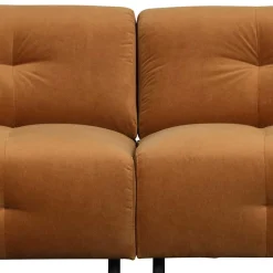 Dreier Sofa mit Armlehnen in Hellbraun - Label