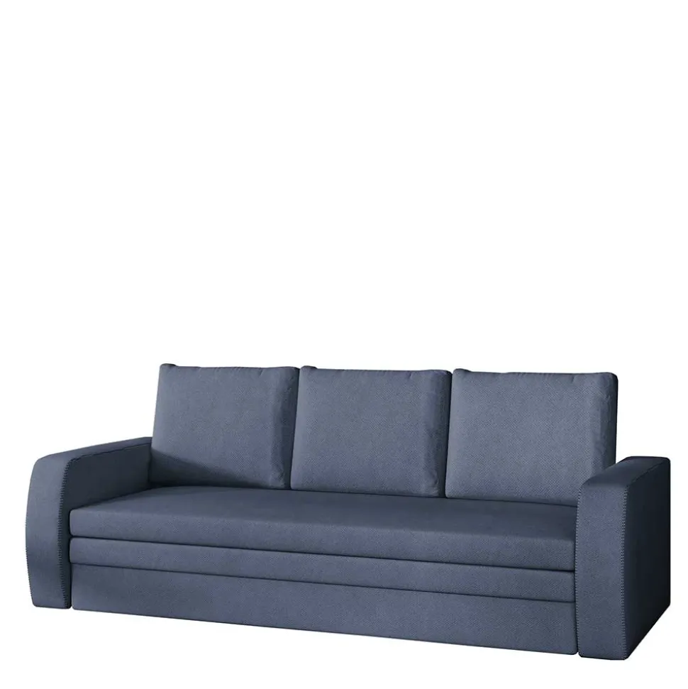 Dreisitzer Ausziehsofa in Jeansblau Samt - Adrerra