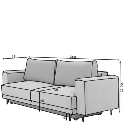 Dreisitzer Bettcouch in Dunkelblau Stoff - Boston