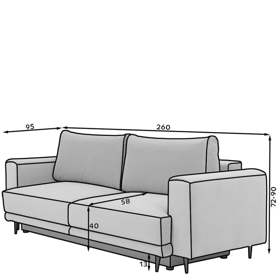 Dreisitzer Bettcouch in Dunkelblau Stoff - Boston