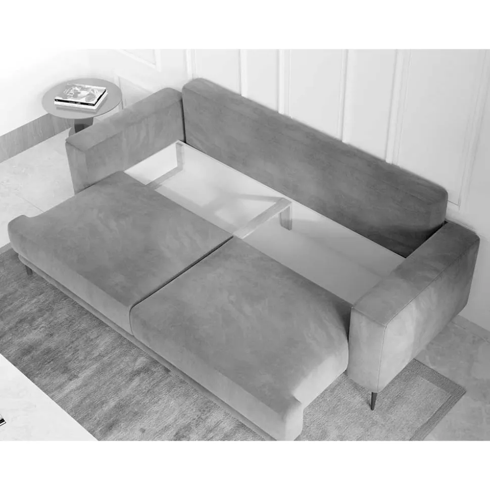Dreisitzer Bettcouch in Dunkelblau Stoff - Boston