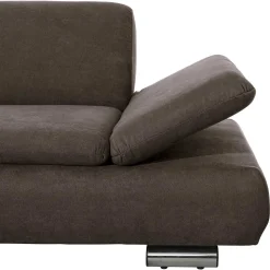Dreisitzer Ecksofa in Dunkelbraun mit Chrom - Sona