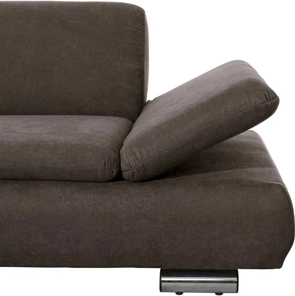 Dreisitzer Ecksofa in Dunkelbraun mit Chrom - Sona