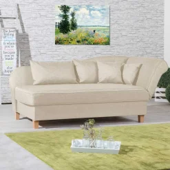 Dreisitzer Polsterliege in Beige mit Buche - Salverna