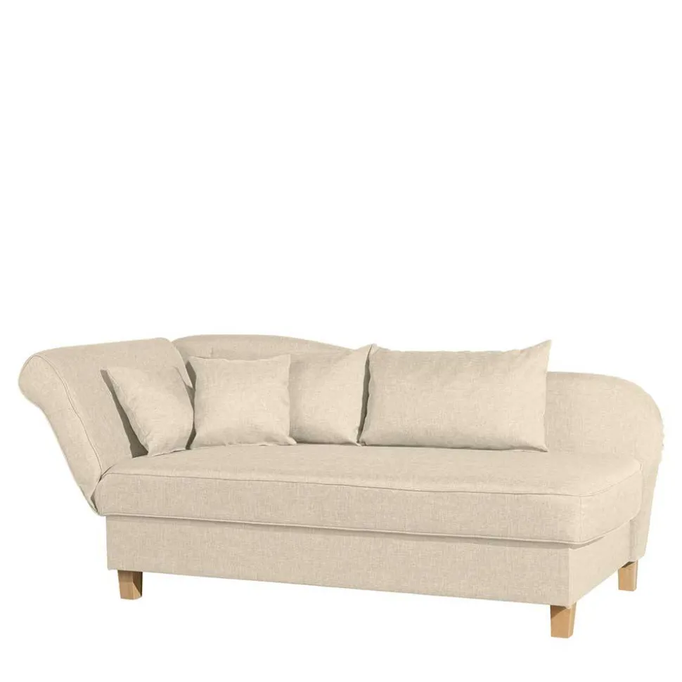Dreisitzer Polsterliege in Beige mit Buche - Salverna