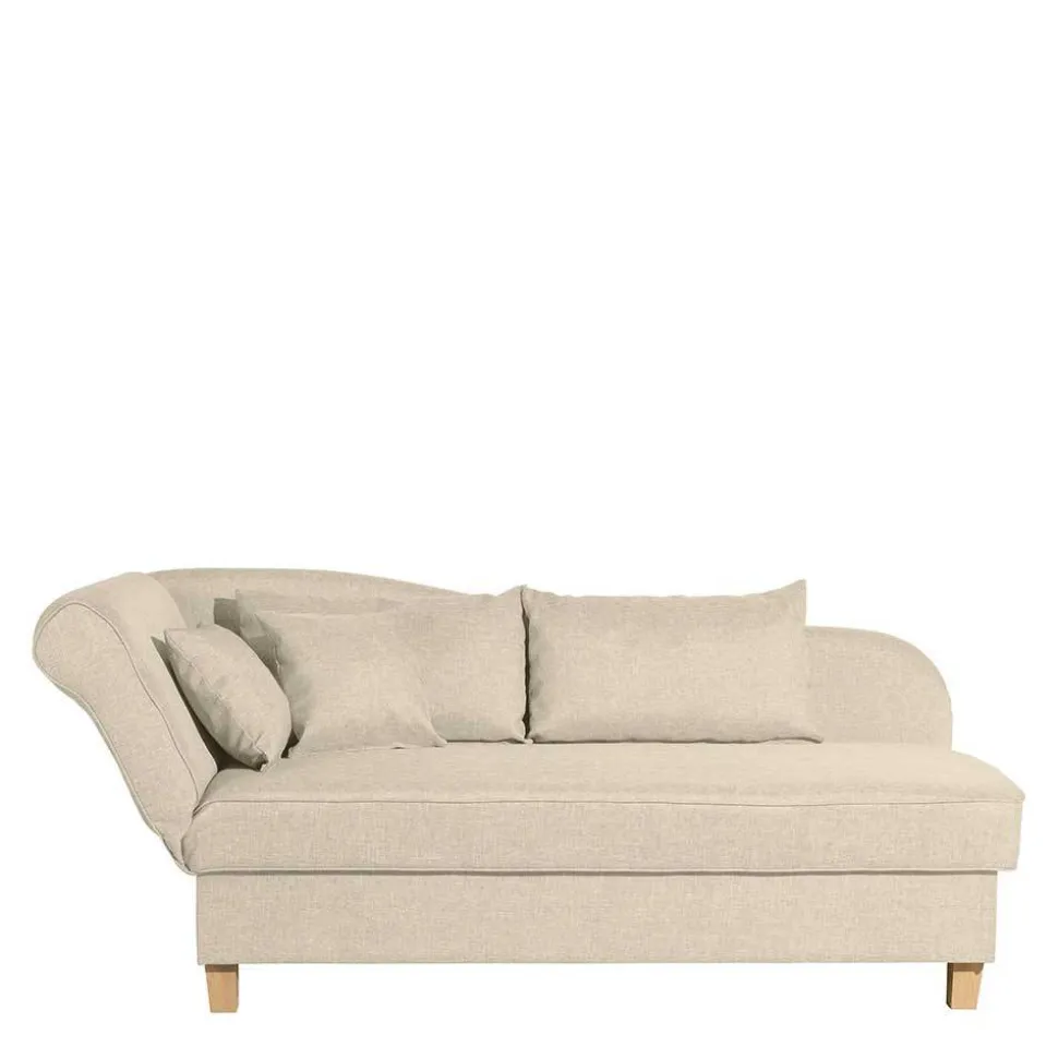 Dreisitzer Polsterliege in Beige mit Buche - Salverna