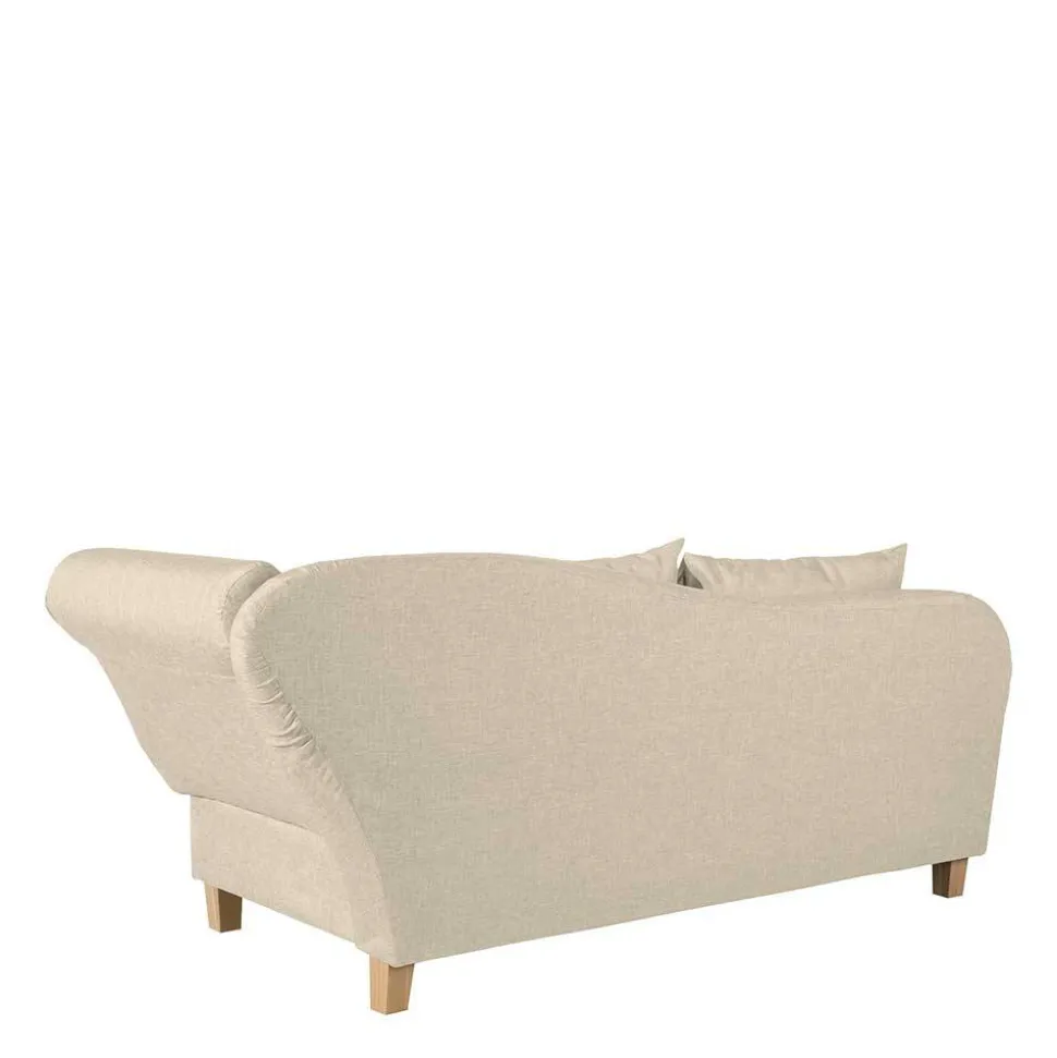 Dreisitzer Polsterliege in Beige mit Buche - Salverna
