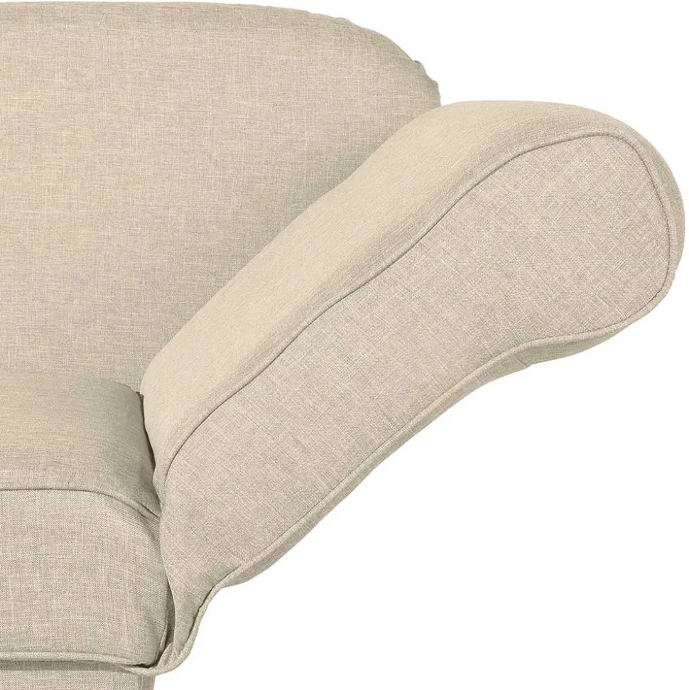 Dreisitzer Polsterliege in Beige mit Buche - Salverna