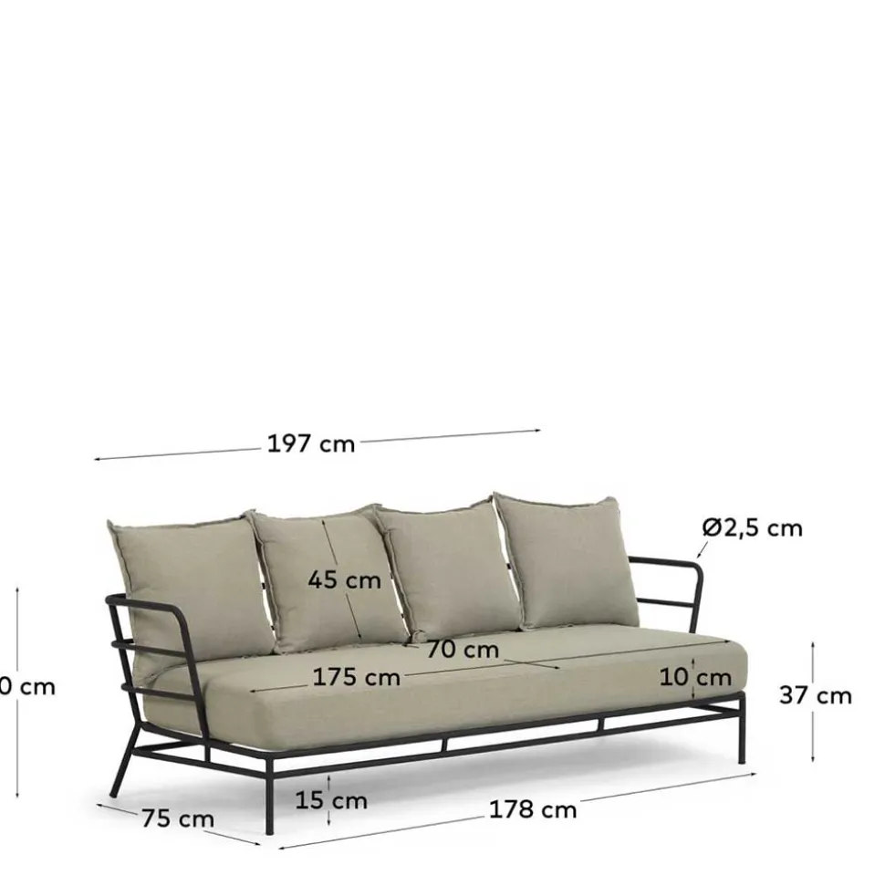 Dreisitzer Sofa mit Stahlgestell Schwarz - Emjan