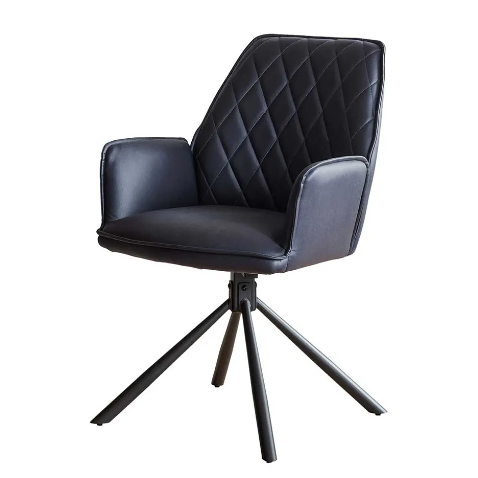 Dunkelblaue Drehstühle für Esstisch - Viraneos (2er Set)