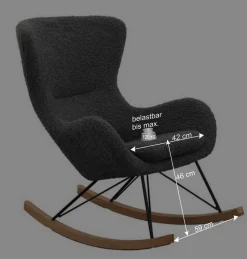 Dunkelgrauer Webplüsch Schaukelstuhl modern - Fronco