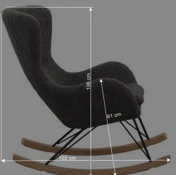 Dunkelgrauer Webplüsch Schaukelstuhl modern - Fronco