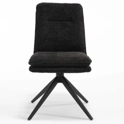Dunkler Polsterstuhl in Anthrazit Boucle - Queen (2er Set)