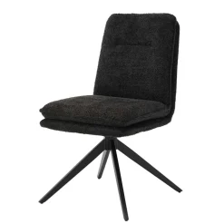 Dunkler Polsterstuhl in Anthrazit Boucle - Queen (2er Set)
