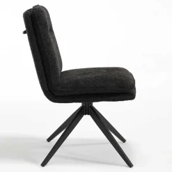 Dunkler Polsterstuhl in Anthrazit Boucle - Queen (2er Set)
