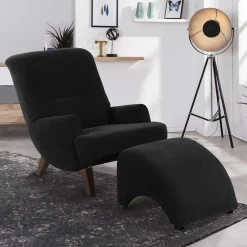 Dunkler Relaxsessel aus Velours Schwarz - Leverias