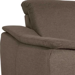 Eckcouch in Beigegrau mit Nussbaum - Abecra