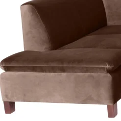 Eckcouch in Braun mit Nussbaum - Gelvino