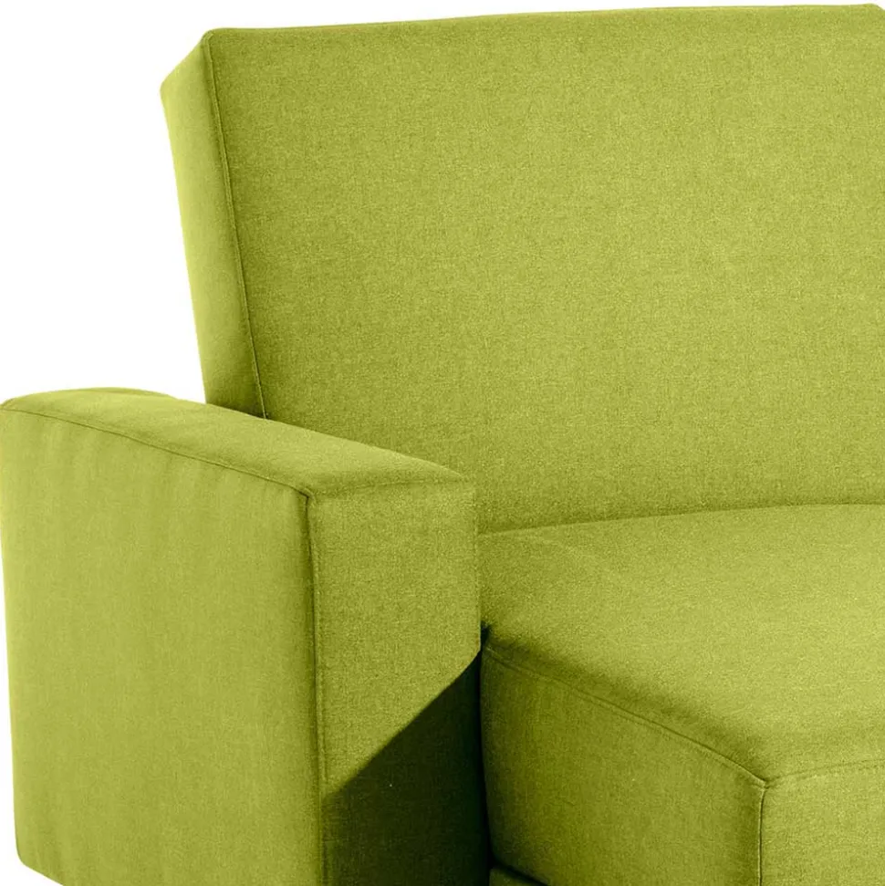 Eck-Schlafcouch in Gelbgrün mit Chrom - Whity (zweiteilig)