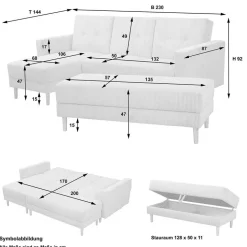 Eck-Schlafcouch in Gelbgrün mit Chrom - Whity (zweiteilig)