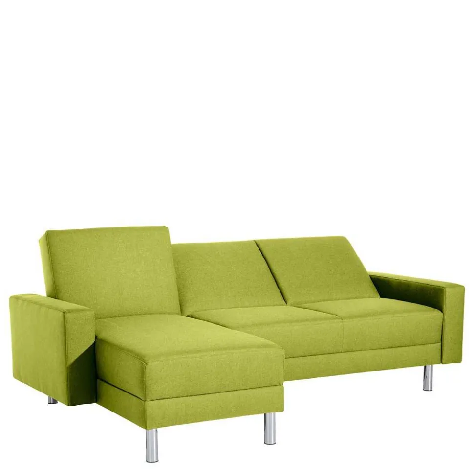 Eck-Schlafcouch in Gelbgrün mit Chrom - Whity (zweiteilig)