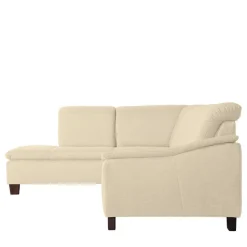Ecksofa in Beige mit Nussbaum Braun - Nando