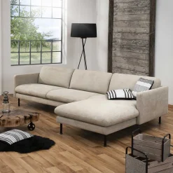 Ecksofa in Beige mit Schwarz - Roco