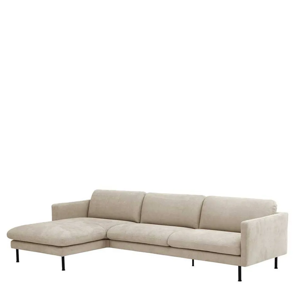Ecksofa in Beige mit Schwarz - Roco