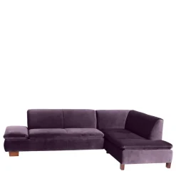 Ecksofa in Dunkellila mit Nussbaum Braun - Babahira