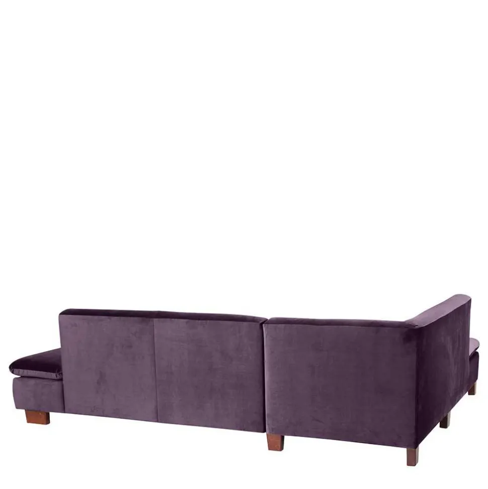 Ecksofa in Dunkellila mit Nussbaum Braun - Babahira