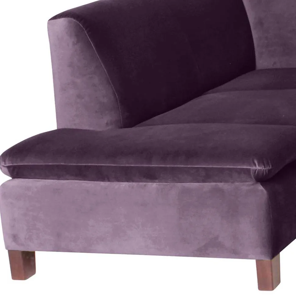 Ecksofa in Dunkellila mit Nussbaum Braun - Babahira