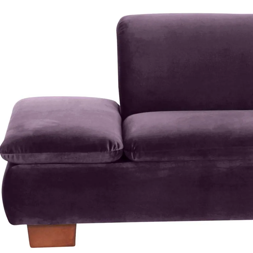 Ecksofa in Dunkellila mit Nussbaum Braun - Babahira