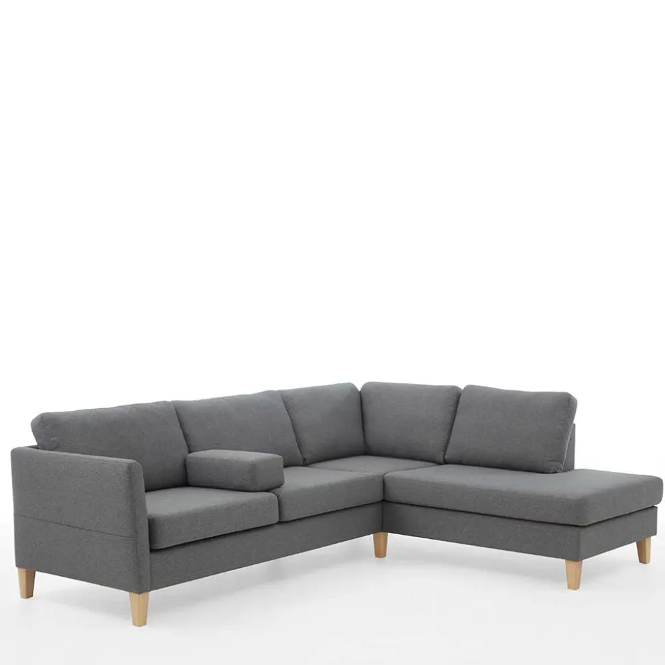 Ecksofa in Grau Stoff - Dreisitzer - Donnsai