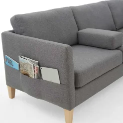 Ecksofa in Grau Stoff - Dreisitzer - Donnsai
