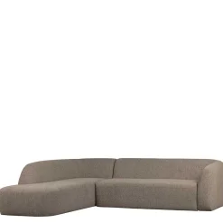 Ecksofa in Hellbraun Chenille Bezug - Acira