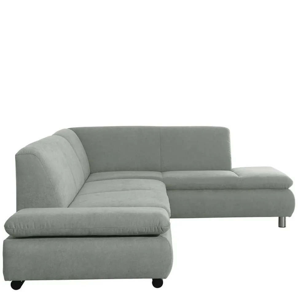 Ecksofa in Hellgrün mit Chrom - Nathan