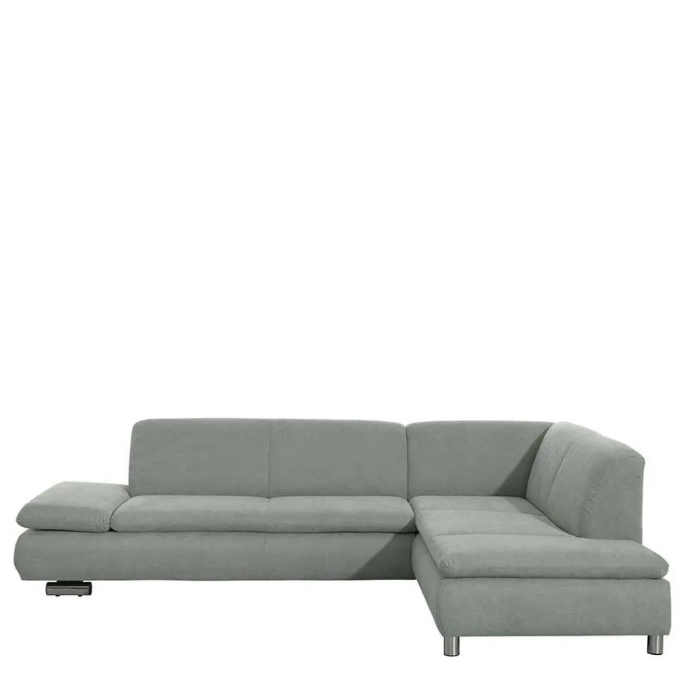 Ecksofa in Hellgrün mit Chrom - Nathan