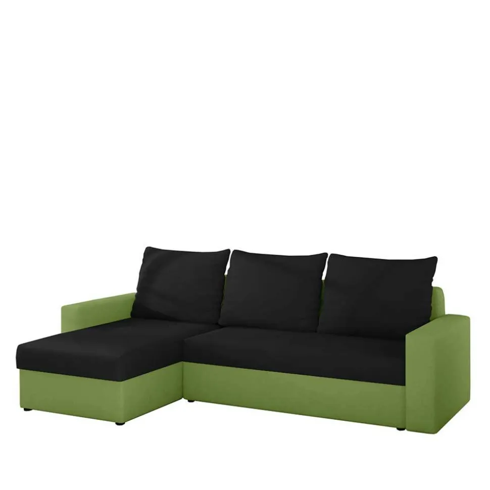 Ecksofa mit Bettfunktion in Schwarz und Hellgrün - Donlazi