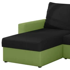 Ecksofa mit Bettfunktion in Schwarz und Hellgrün - Donlazi