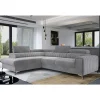 Ecksofa mit Bettfunktion in Hellgrau Samt - Merandes