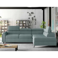 Ecksofa mit Funktion in Mintgrün Microfaser - Daharas
